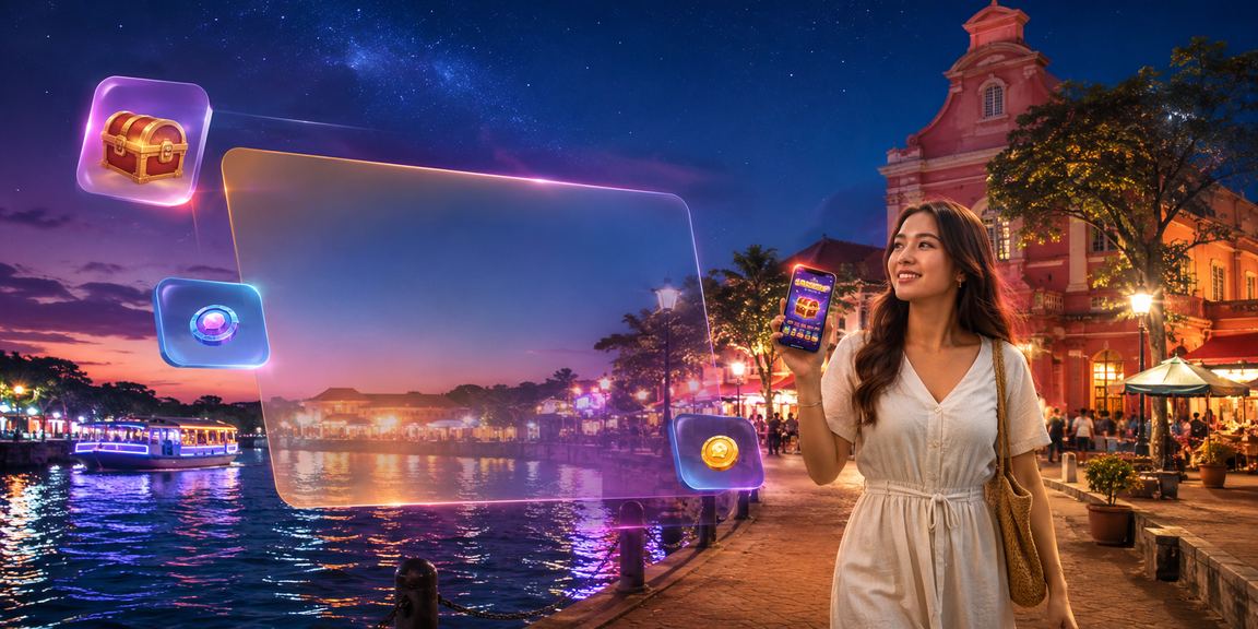Suasana kasino hiburan bergaya Malaysia di Melaka dengan meja roulette kasino live